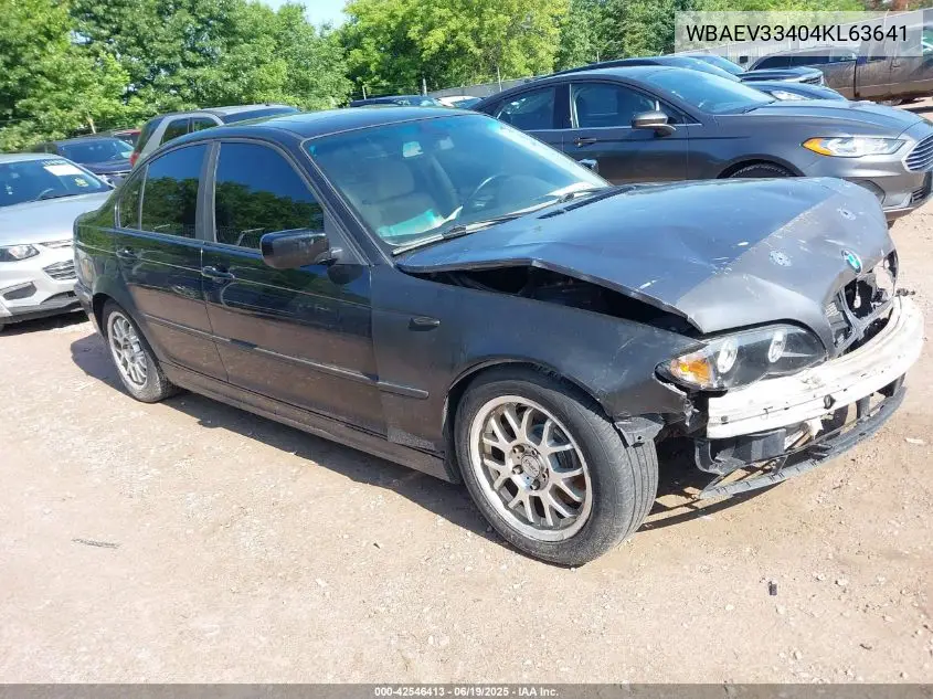 2004 BMW 325I VIN: WBAEV33404KL63641 Lot: 42546413