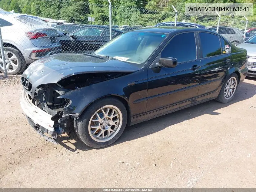 2004 BMW 325I VIN: WBAEV33404KL63641 Lot: 42546413