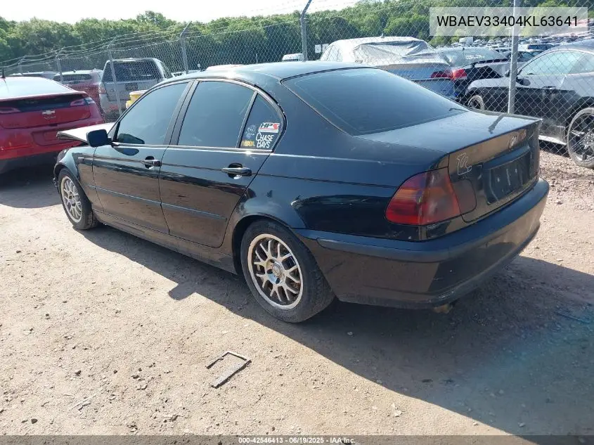 2004 BMW 325I VIN: WBAEV33404KL63641 Lot: 42546413