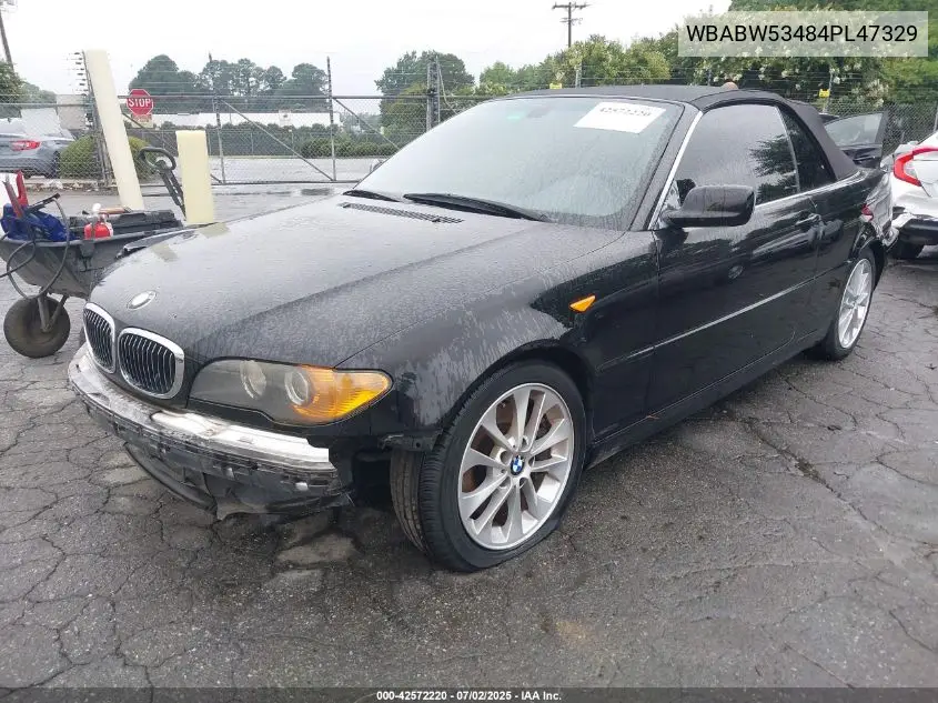 2004 BMW 330Ci VIN: WBABW53484PL47329 Lot: 42572220