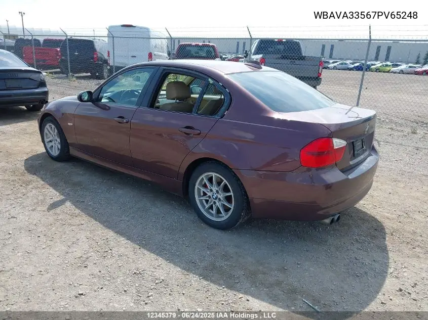 2007 BMW 328 I VIN: WBAVA33567PV65248 Lot: 12345379