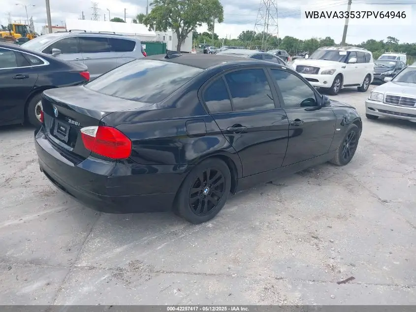 2007 BMW 328I VIN: WBAVA33537PV64946 Lot: 42257417