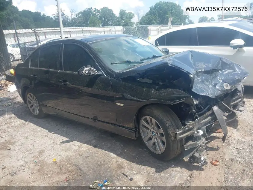 2007 BMW 328I VIN: WBAVA335X7KX72576 Lot: 42621645