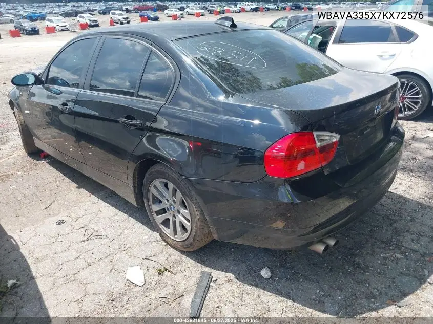 2007 BMW 328I VIN: WBAVA335X7KX72576 Lot: 42621645