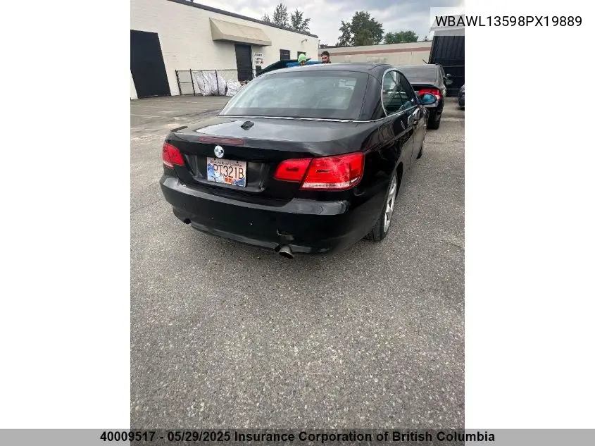 2008 BMW 328I VIN: WBAWL13598PX19889 Lot: 40009517