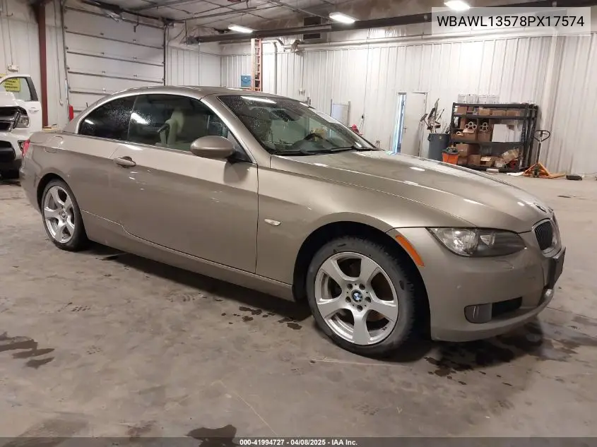 2008 BMW 328I VIN: WBAWL13578PX17574 Lot: 41994727