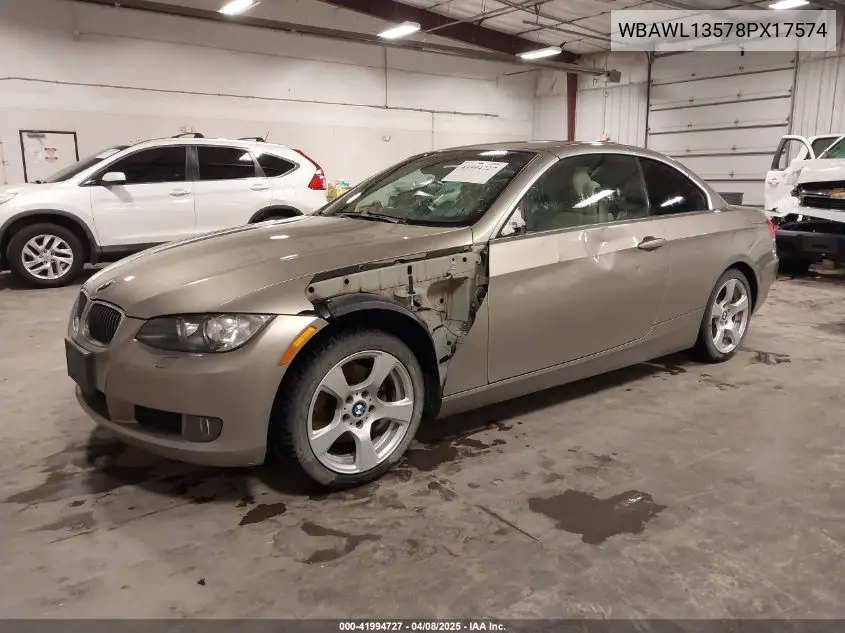 2008 BMW 328I VIN: WBAWL13578PX17574 Lot: 41994727