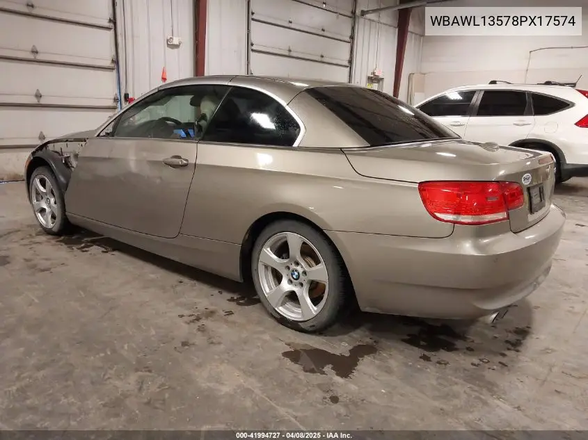 2008 BMW 328I VIN: WBAWL13578PX17574 Lot: 41994727