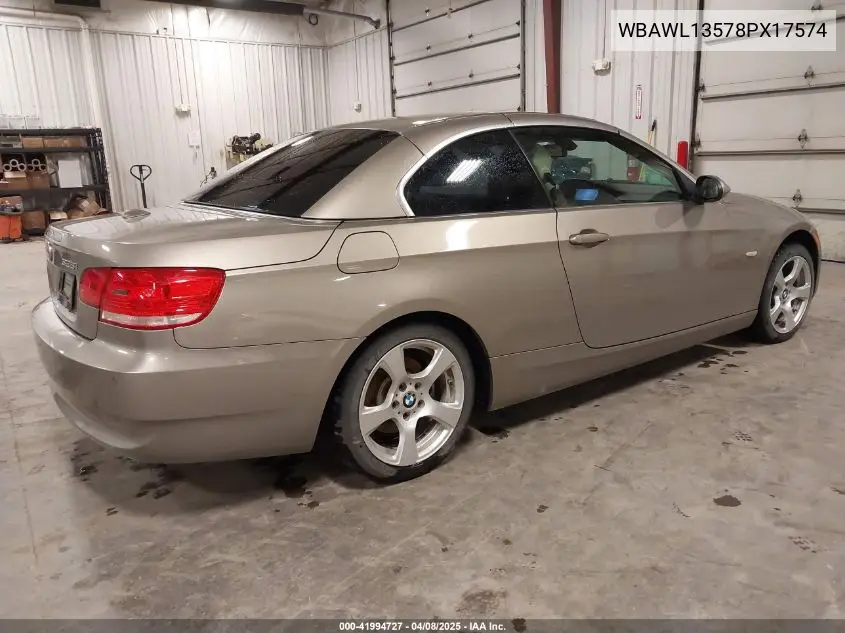 2008 BMW 328I VIN: WBAWL13578PX17574 Lot: 41994727