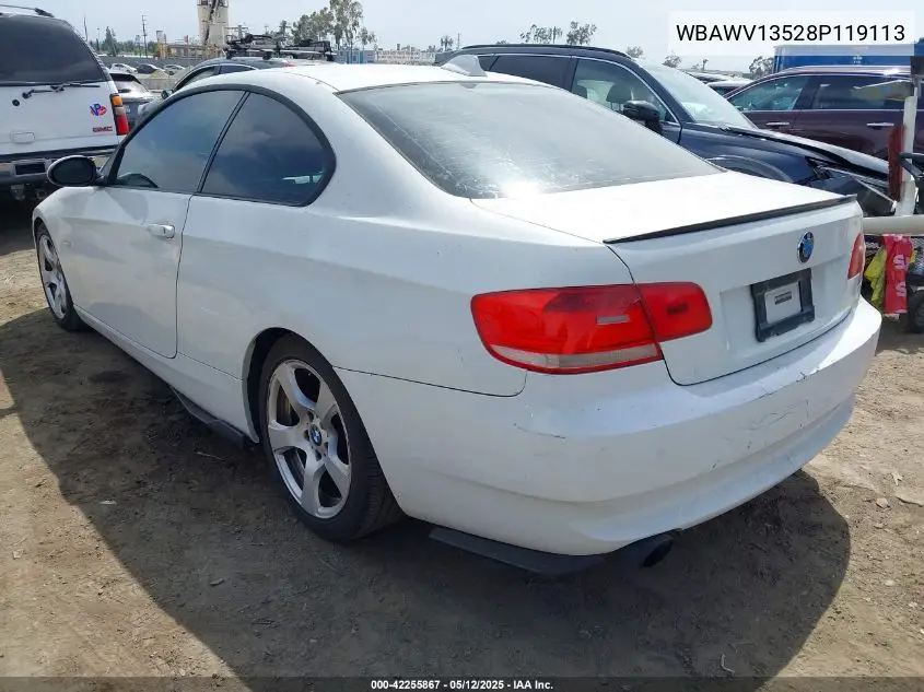 2008 BMW 328I VIN: WBAWV13528P119113 Lot: 42255867