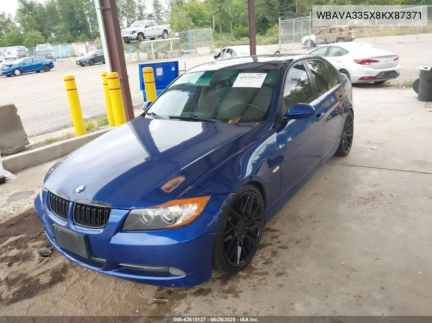 2008 BMW 328I VIN: WBAVA335X8KX87371 Lot: 42610127