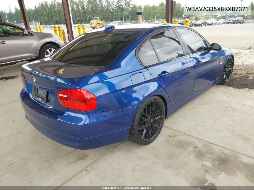 2008 BMW 328I VIN: WBAVA335X8KX87371 Lot: 42610127