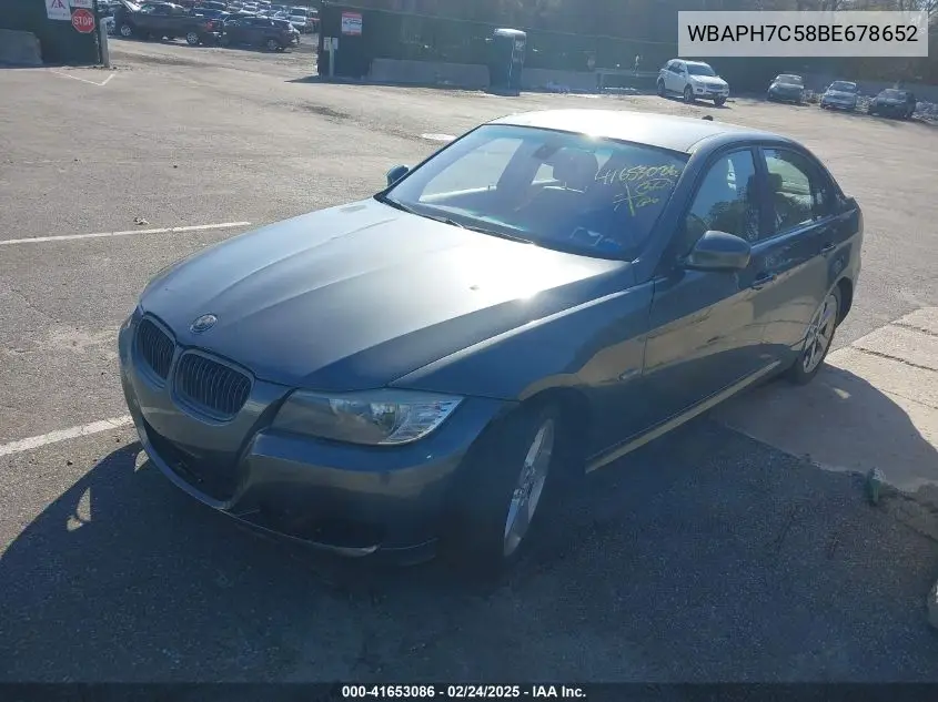 2011 BMW 328I VIN: WBAPH7C58BE678652 Lot: 41653086