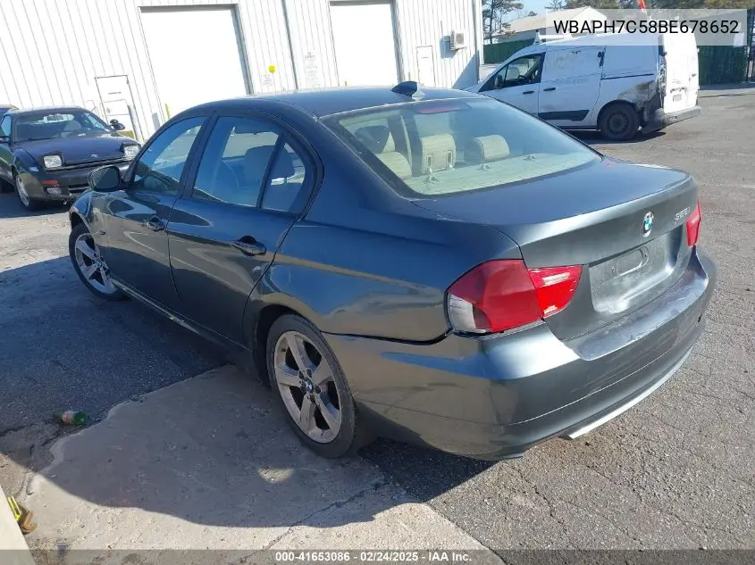 2011 BMW 328I VIN: WBAPH7C58BE678652 Lot: 41653086