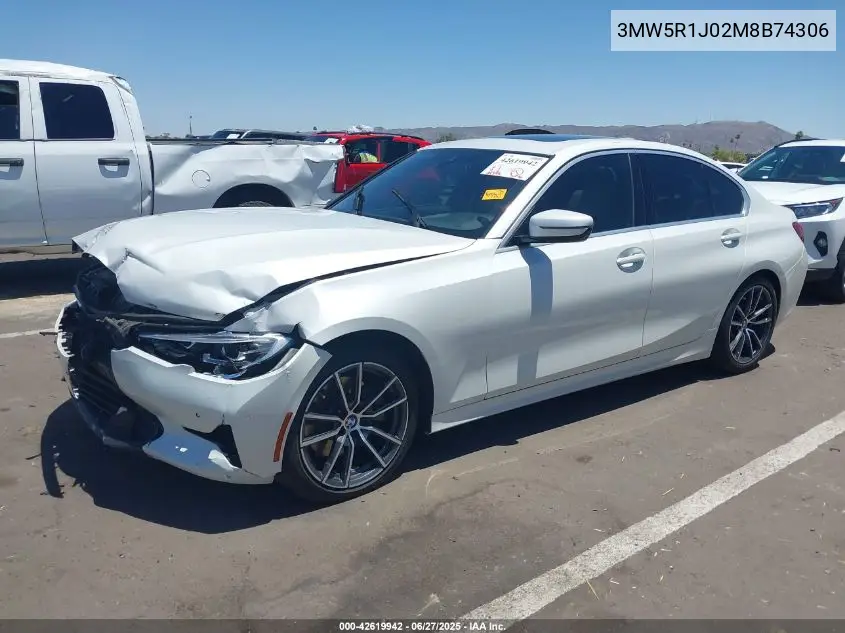2021 BMW 330I VIN: 3MW5R1J02M8B74306 Lot: 42619942