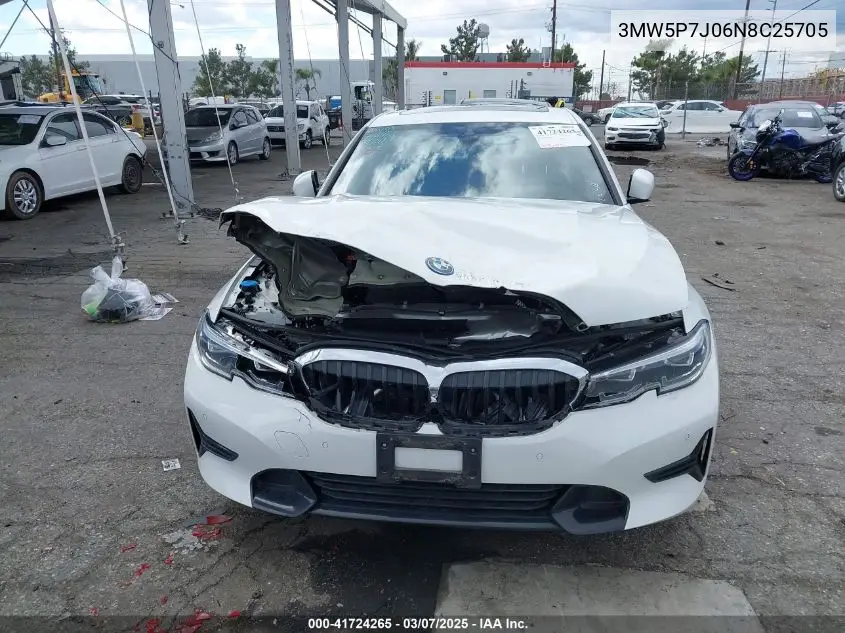 2022 BMW 3 Series 330E VIN: 3MW5P7J06N8C25705 Lot: 41724265