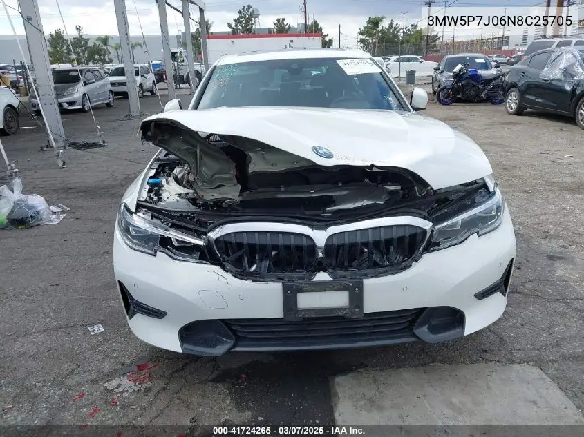 2022 BMW 3 Series 330E VIN: 3MW5P7J06N8C25705 Lot: 41724265