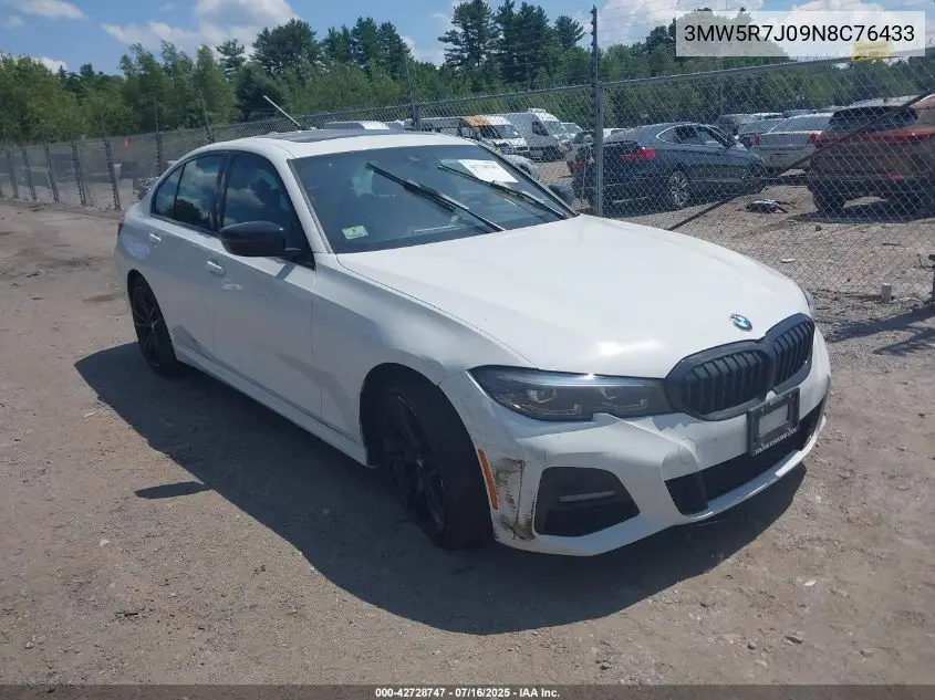 2022 BMW 330I xDrive VIN: 3MW5R7J09N8C76433 Lot: 42728747