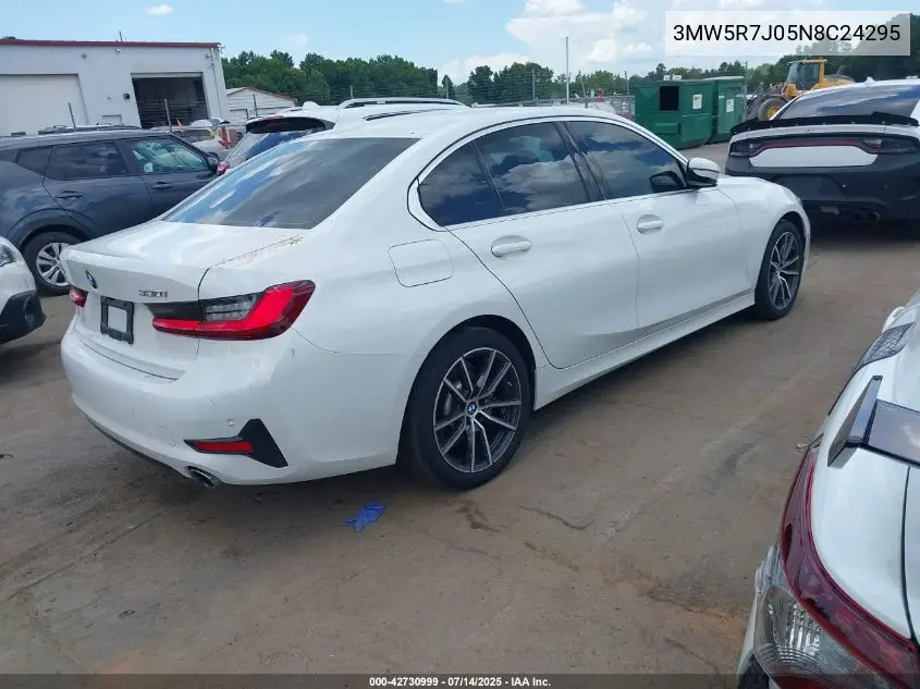 2022 BMW 330I xDrive VIN: 3MW5R7J05N8C24295 Lot: 42730999