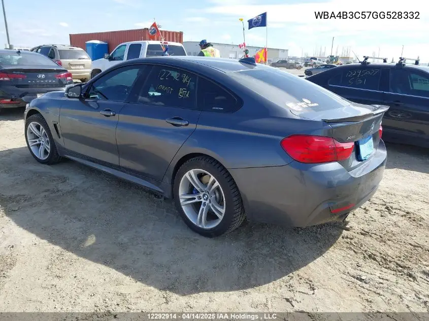 2016 BMW 435I Gran Coupe xDrive VIN: WBA4B3C57GG528332 Lot: 12292914