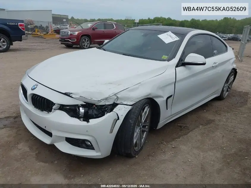 2019 BMW 440I VIN: WBA4W7C55KAG52609 Lot: 42204022
