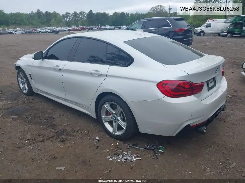 2019 BMW 430I Gran Coupe xDrive VIN: WBA4J3C56KBL06258 Lot: 42240315