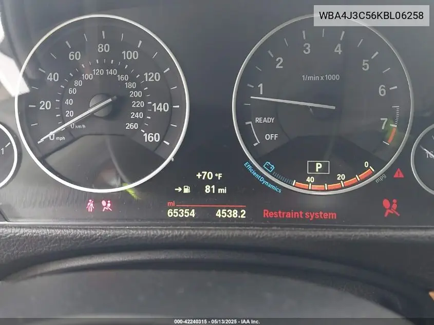 2019 BMW 430I Gran Coupe xDrive VIN: WBA4J3C56KBL06258 Lot: 42240315