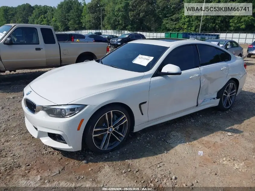 2019 BMW 440I Gran Coupe VIN: WBA4J5C53KBM66741 Lot: 42592406