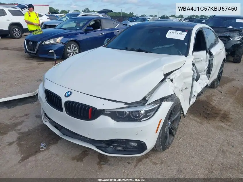2019 BMW 430I Gran Coupe VIN: WBA4J1C57KBU67450 Lot: 42601288