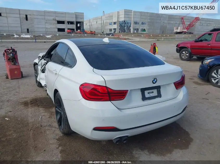 2019 BMW 430I Gran Coupe VIN: WBA4J1C57KBU67450 Lot: 42601288