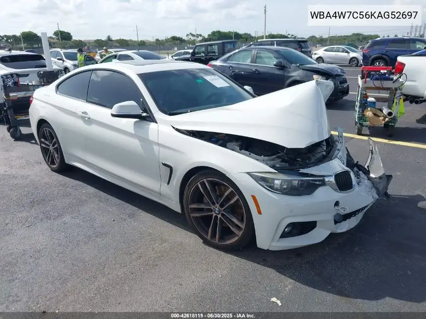 2019 BMW 440I VIN: WBA4W7C56KAG52697 Lot: 42618119