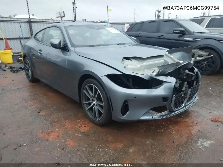 2021 BMW 430I xDrive VIN: WBA73AP06MCG99754 Lot: 41952324