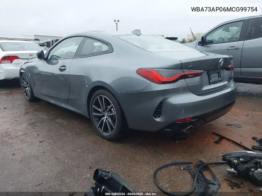 2021 BMW 430I xDrive VIN: WBA73AP06MCG99754 Lot: 41952324