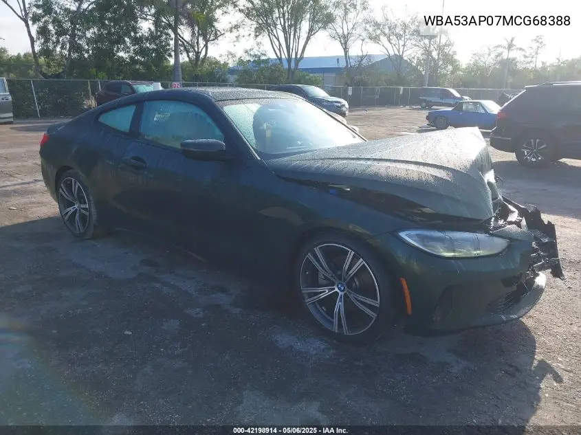 2021 BMW 430I VIN: WBA53AP07MCG68388 Lot: 42198914