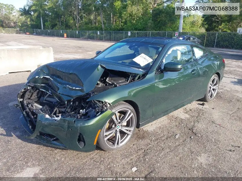 2021 BMW 430I VIN: WBA53AP07MCG68388 Lot: 42198914