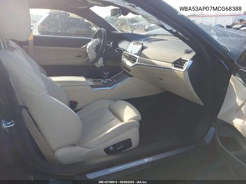 2021 BMW 430I VIN: WBA53AP07MCG68388 Lot: 42198914