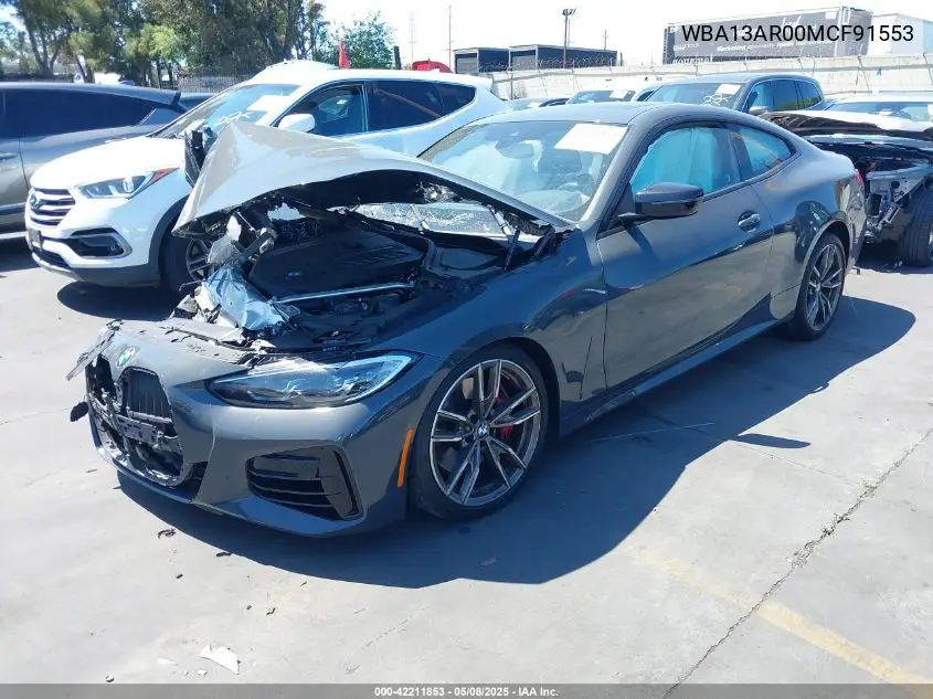 2021 BMW M440I xDrive VIN: WBA13AR00MCF91553 Lot: 42211853