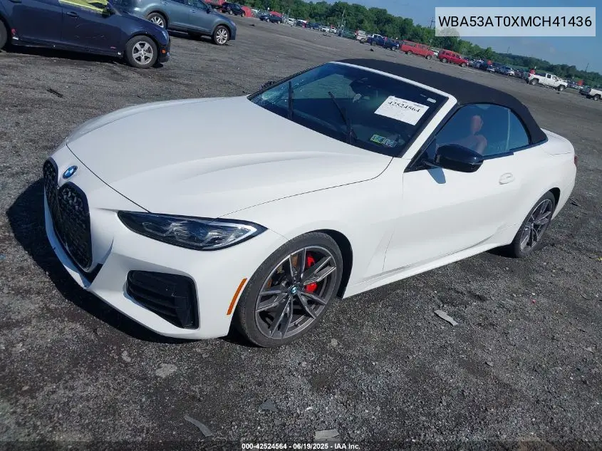 2021 BMW M440I VIN: WBA53AT0XMCH41436 Lot: 42524564