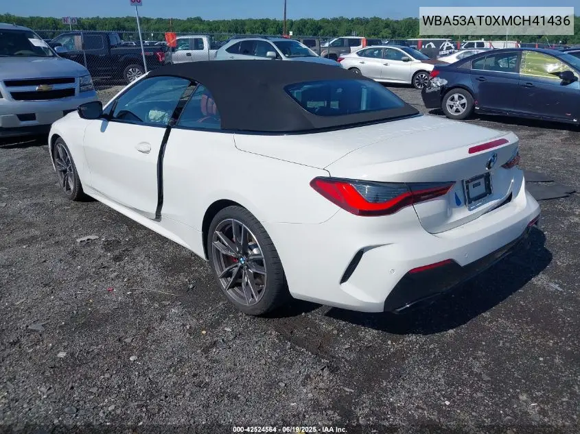 2021 BMW M440I VIN: WBA53AT0XMCH41436 Lot: 42524564