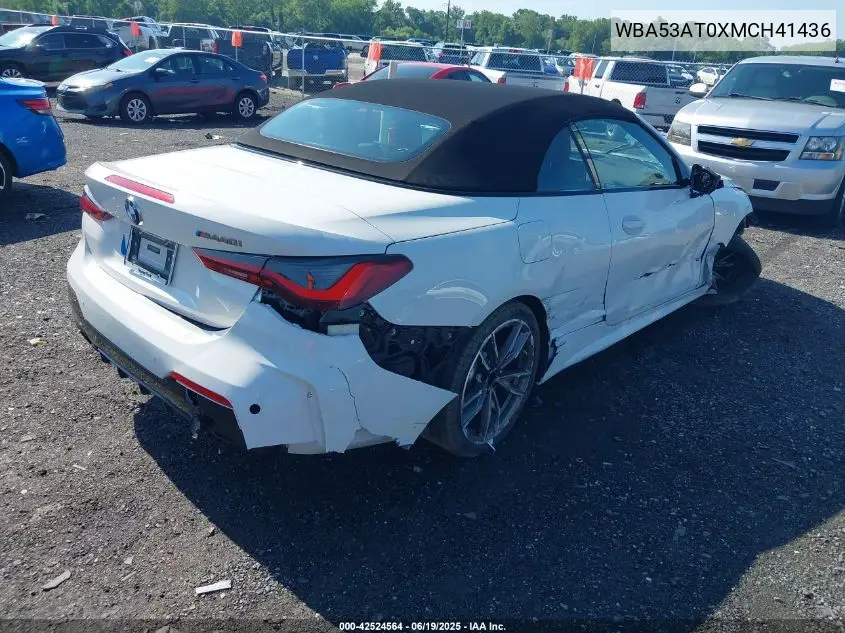 2021 BMW M440I VIN: WBA53AT0XMCH41436 Lot: 42524564