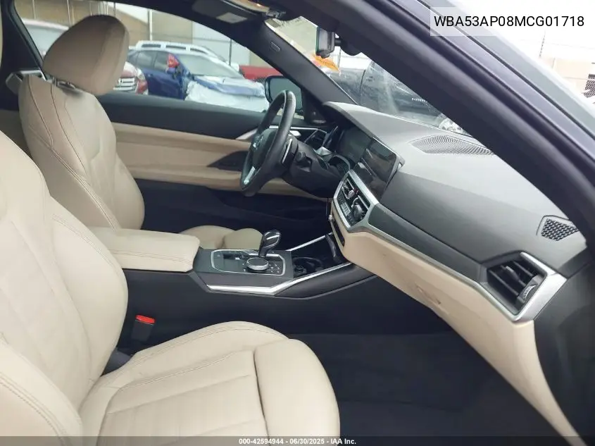 2021 BMW 430I VIN: WBA53AP08MCG01718 Lot: 42594944