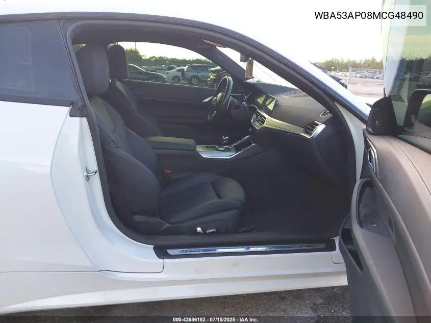 2021 BMW 430I VIN: WBA53AP08MCG48490 Lot: 42686152