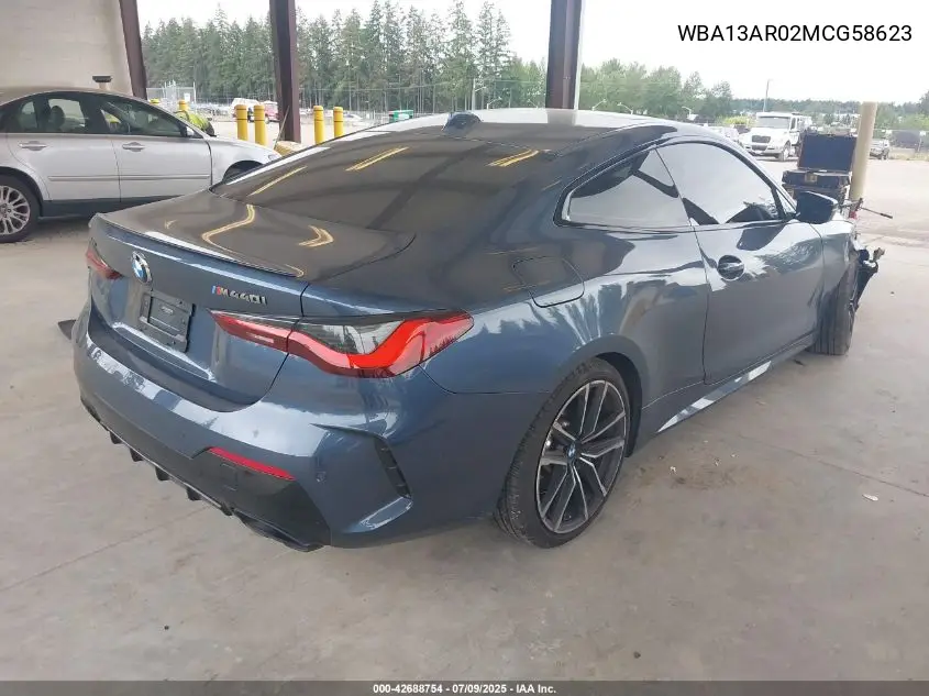 2021 BMW M440I xDrive VIN: WBA13AR02MCG58623 Lot: 42688754