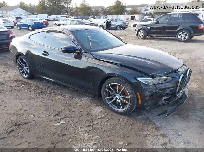 2022 BMW 430I xDrive VIN: WBA73AP07NCJ63605 Lot: 41685409