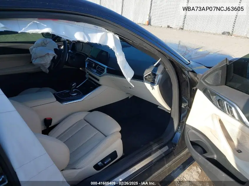 2022 BMW 430I xDrive VIN: WBA73AP07NCJ63605 Lot: 41685409