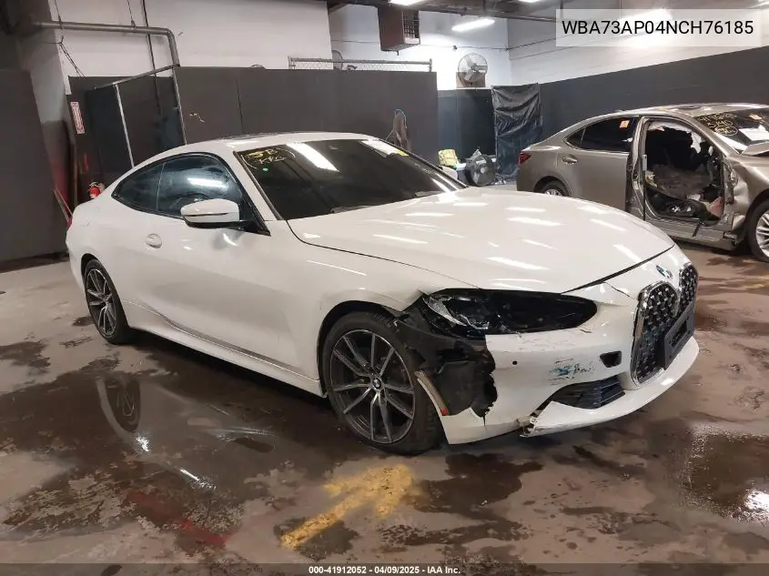 2022 BMW 430I xDrive VIN: WBA73AP04NCH76185 Lot: 41912052