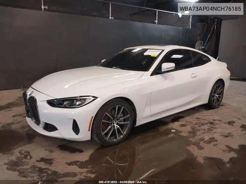 2022 BMW 430I xDrive VIN: WBA73AP04NCH76185 Lot: 41912052