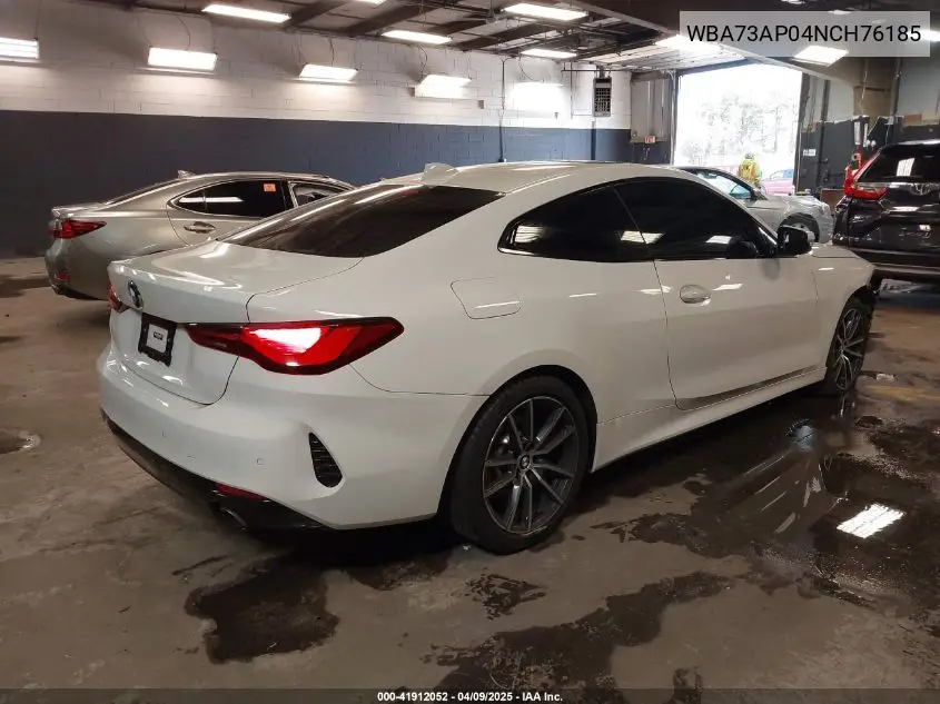 2022 BMW 430I xDrive VIN: WBA73AP04NCH76185 Lot: 41912052