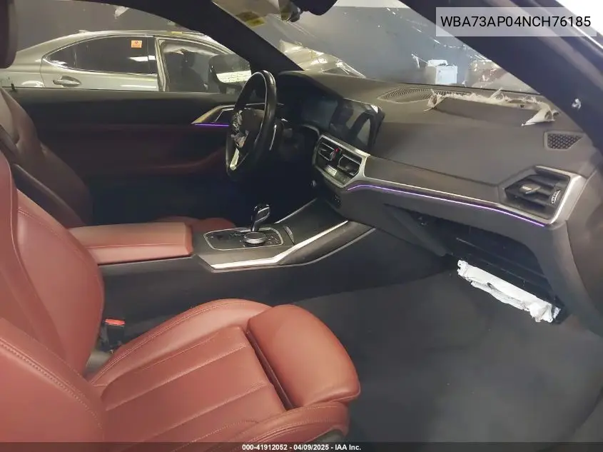 2022 BMW 430I xDrive VIN: WBA73AP04NCH76185 Lot: 41912052