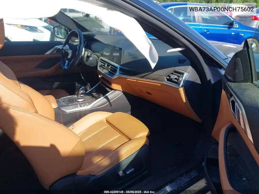 2022 BMW 430I xDrive VIN: WBA73AP00NCH75602 Lot: 42200149